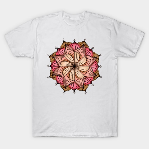 Copy of Blue, Green and Yellow Floral Mandala T-Shirt by CarrieBrose